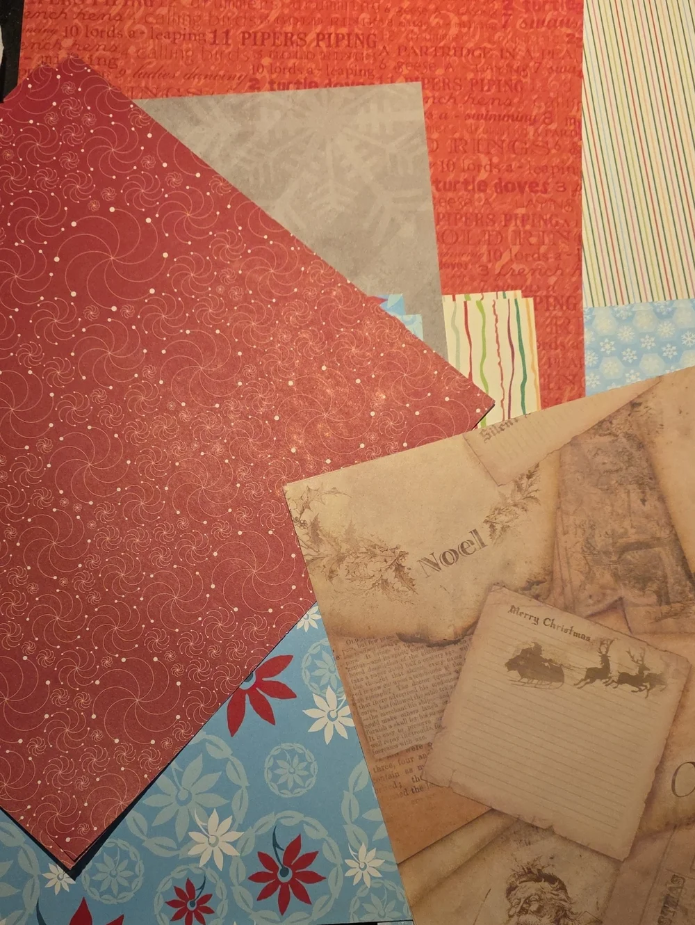 Holiday Scrapbook Paper Pack - Red, Blue, Cream Assortment 12x12